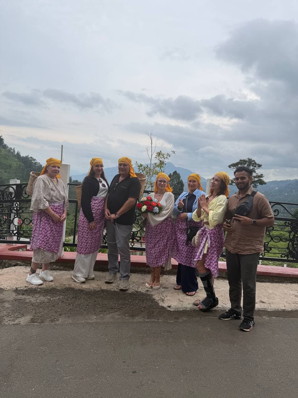 Lush green mountains and tea plantations in Sri Lanka hill country