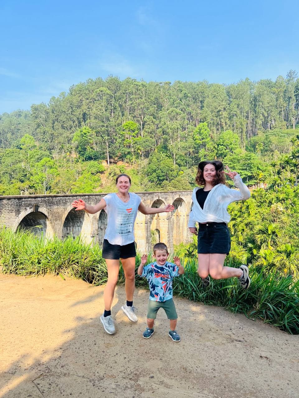 Travelers enjoying a beautiful Sri Lankan destination