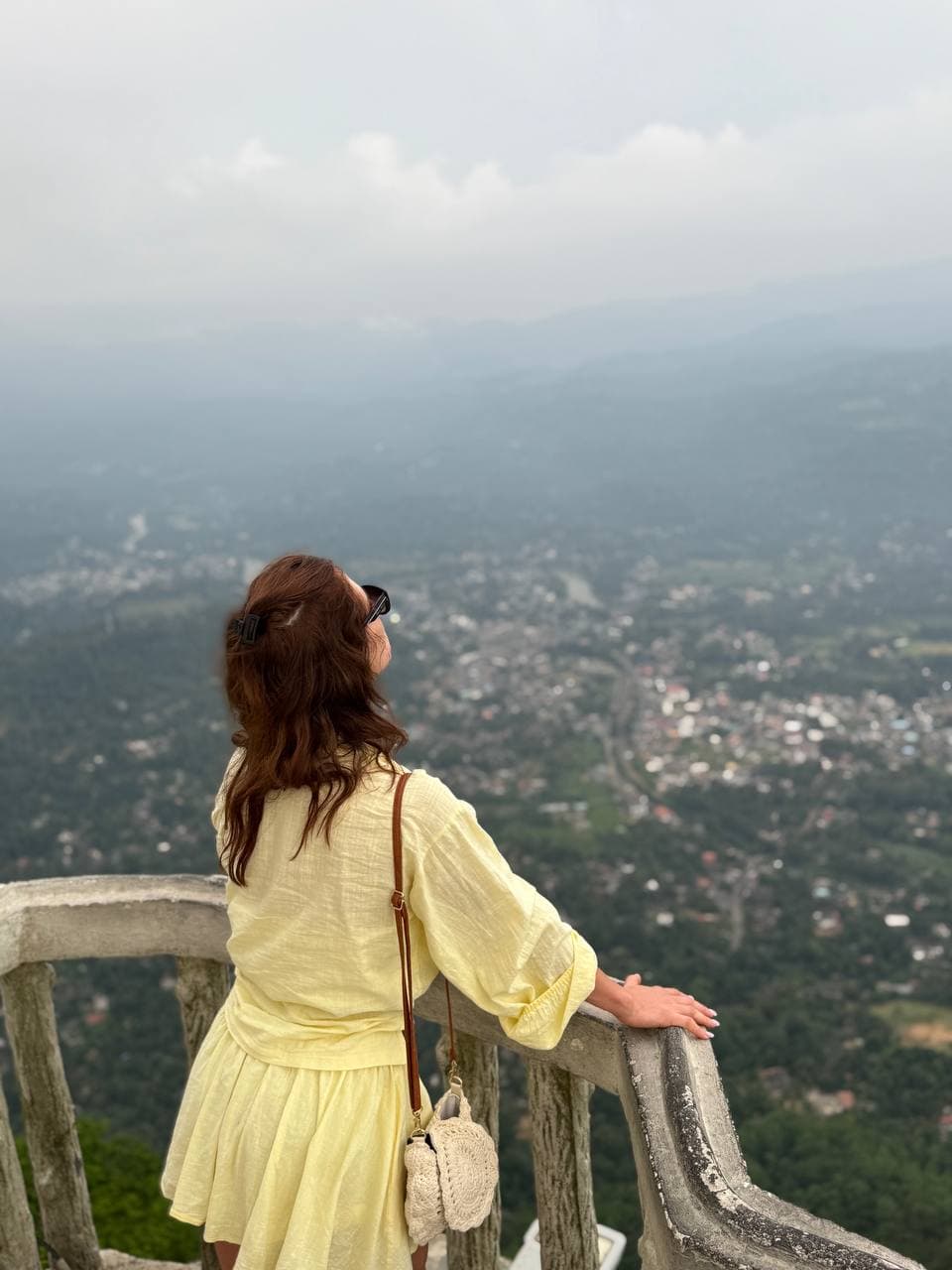 Lush green mountains and tea plantations in Sri Lanka hill country